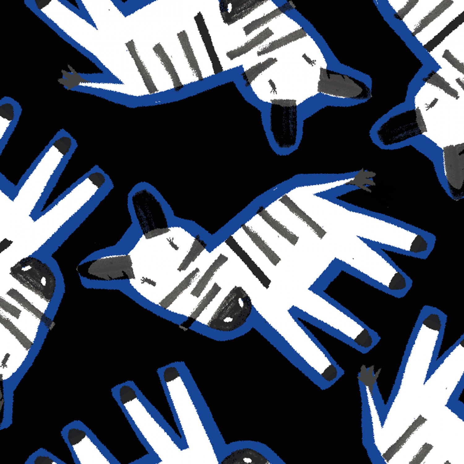 Jungle Jam | Tossed Zebra Black by Michael Moon for 3 Wishes Fabrics | 23324-BLK