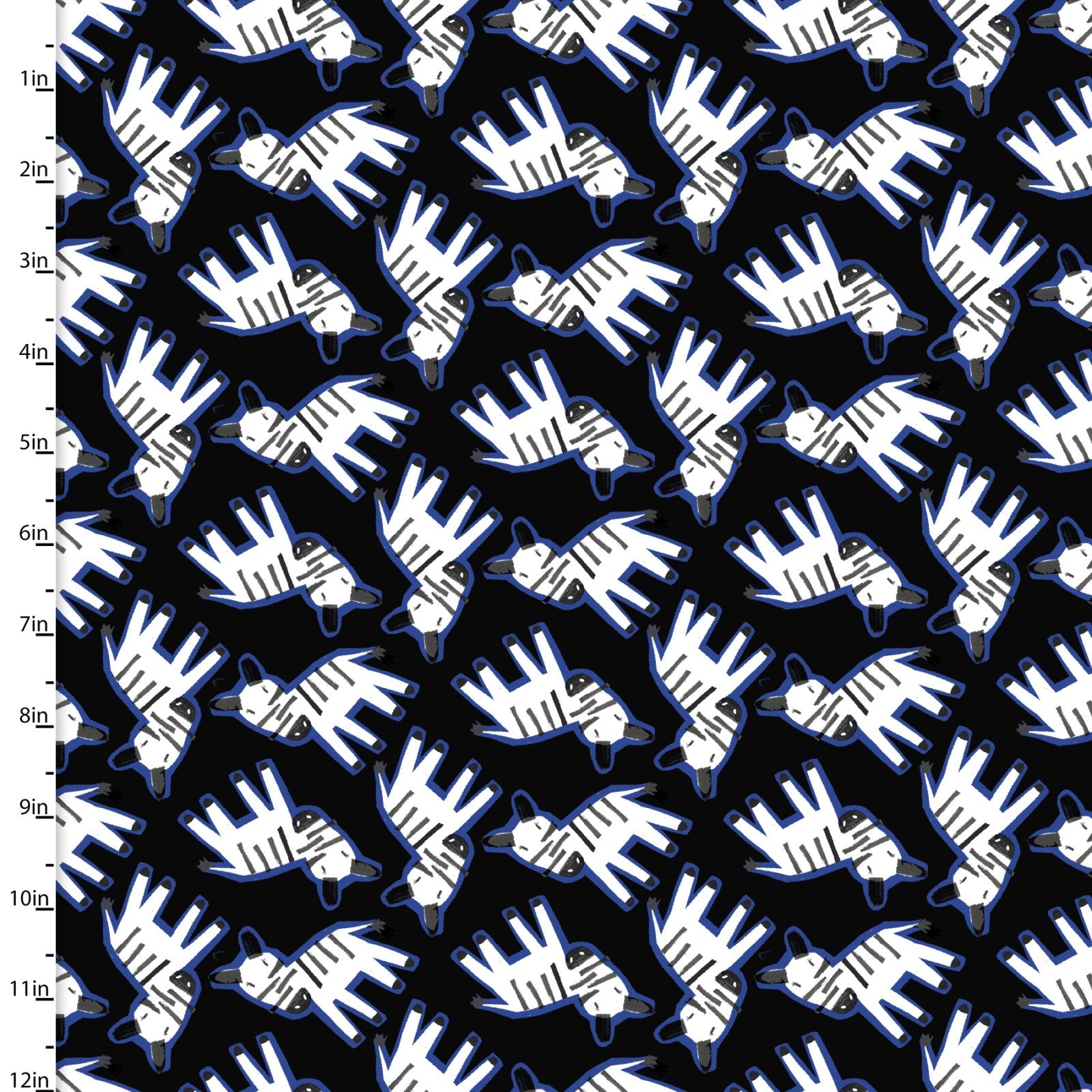 Jungle Jam | Tossed Zebra Black by Michael Moon for 3 Wishes Fabrics | 23324-BLK