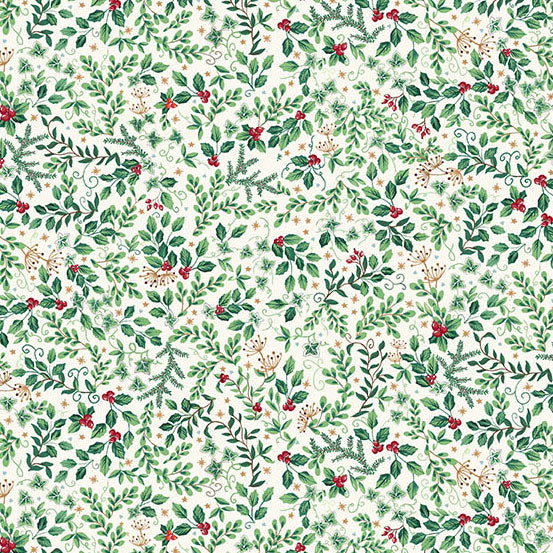 Country Christmas | Evergreen Cream by Makower UK for Andover Fabrics | MU-234-Q