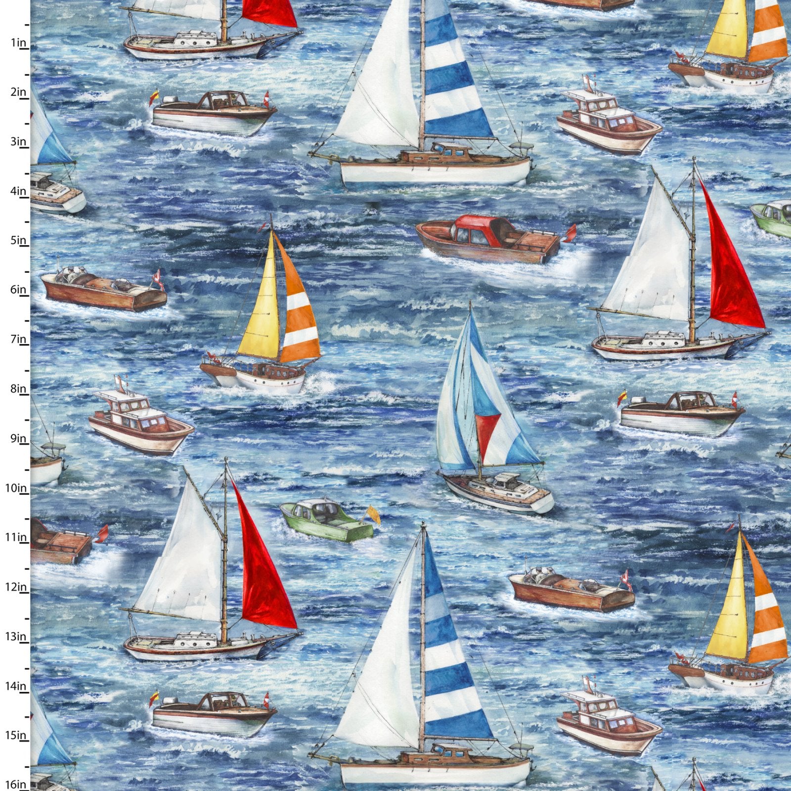 Fair Winds & Following Seas | Following Seas Blue by Michael Moon for 3 Wishes Fabric | 23760-BLU