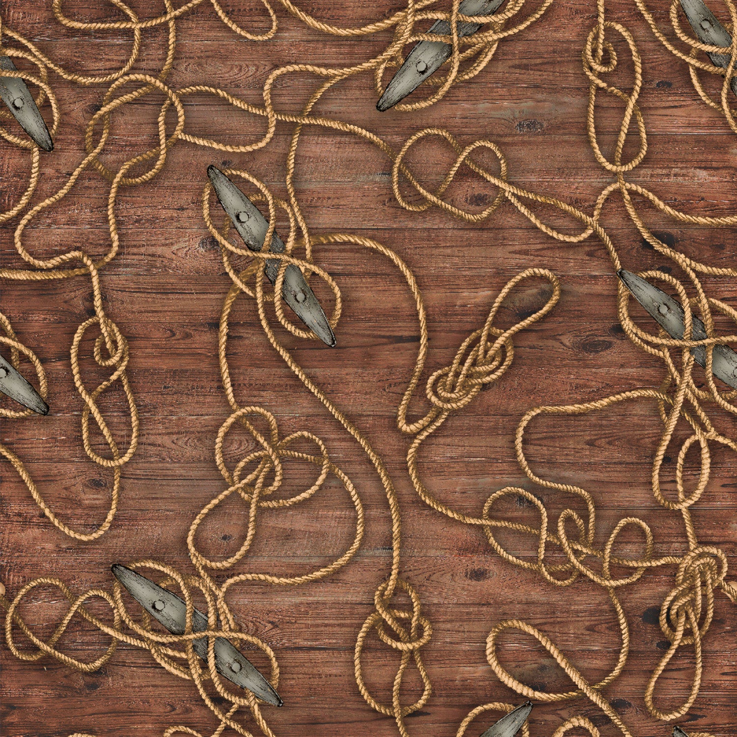 Fair Winds & Following Seas | Cleat Lines Brown by Michael Moon for 3 Wishes Fabric | 23762-BRN