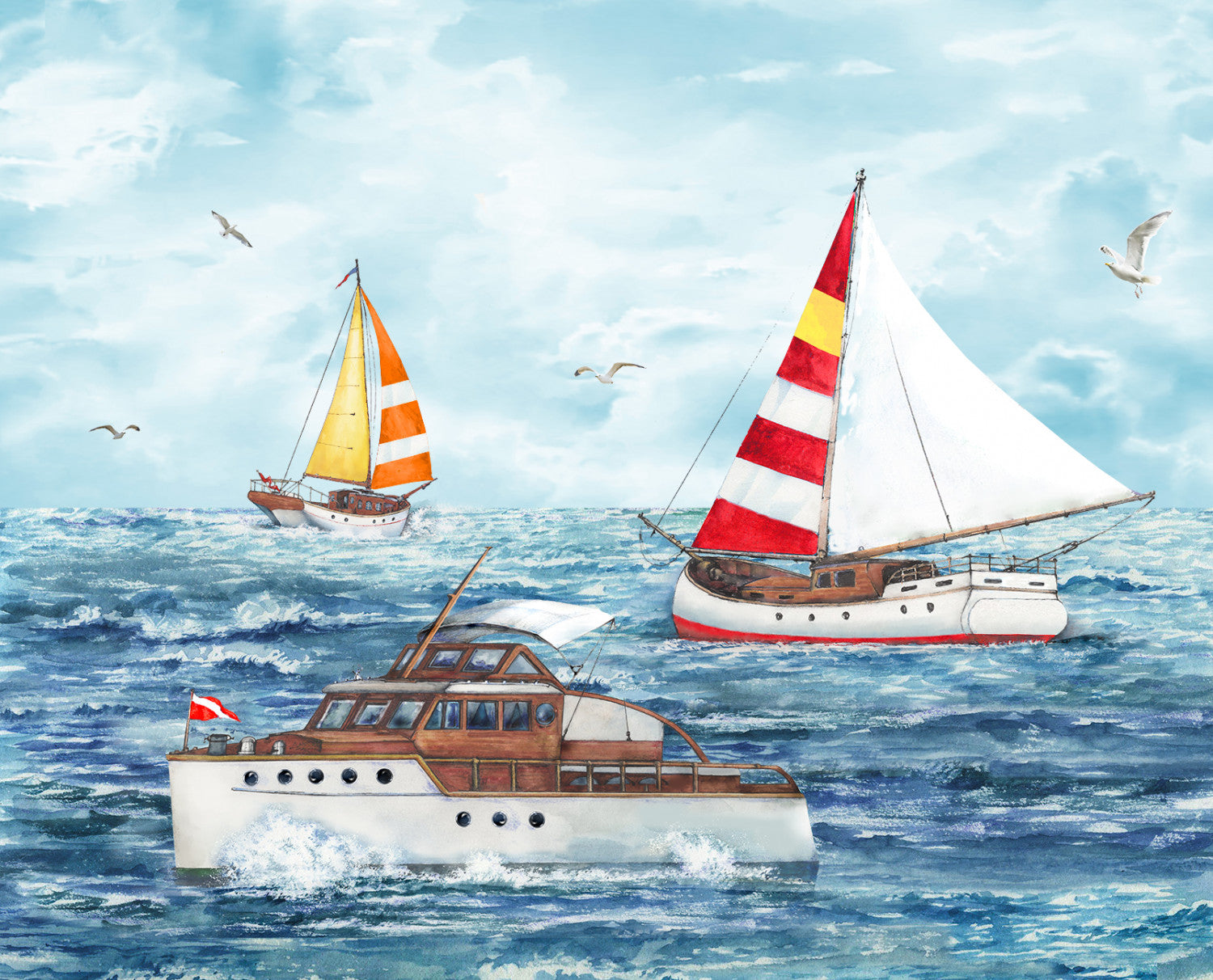 Fair Winds & Following Seas | 36" Fair Winds Panel by Michael Moon for 3 Wishes Fabric | 23763-PNL