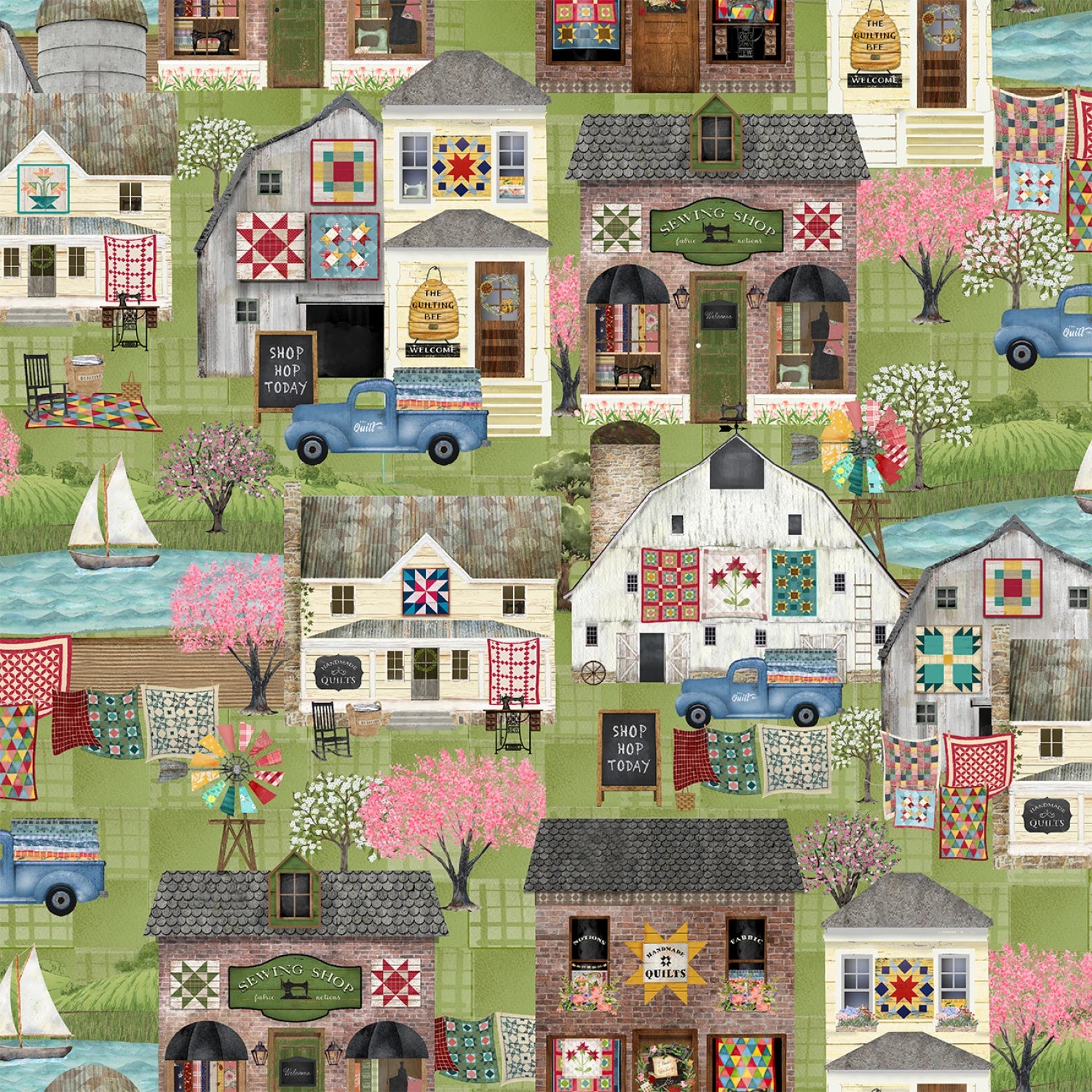 Shop Hopping | Green Around Town by Beth Albert for 3 Wishes | 24203-GRN