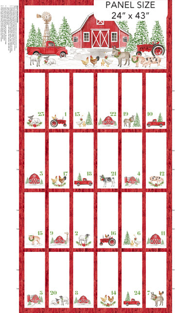 Barnyard Christmas | Advent Panel by Deborah Edwards for Northcott Fabrics | 28809-24 | 100% Cotton