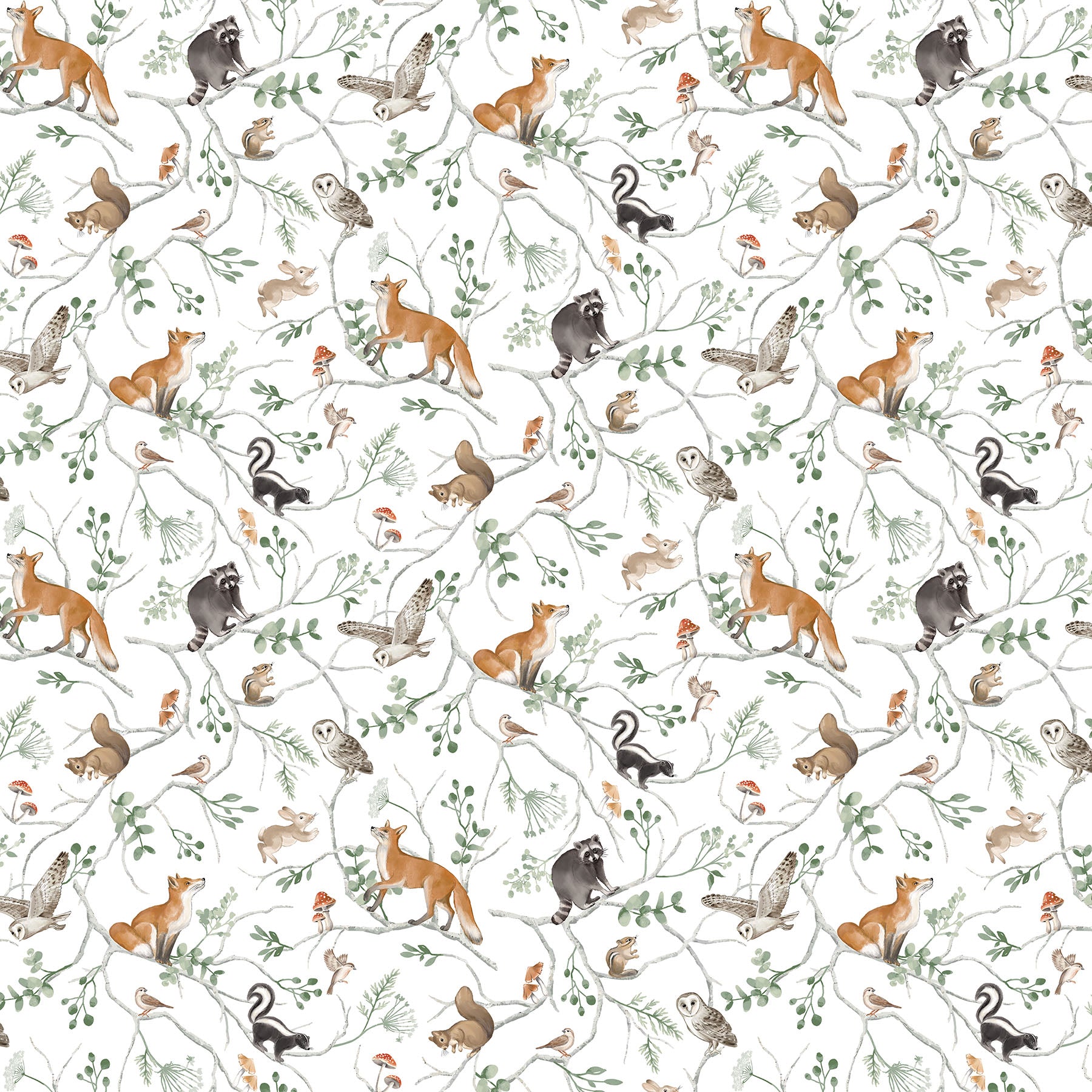 Tanglewood | Animal Vine White Multi by Deborah Edwards for Northcott | 29282-10