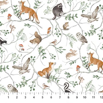 Tanglewood | Animal Vine White Multi by Deborah Edwards for Northcott | 29282-10