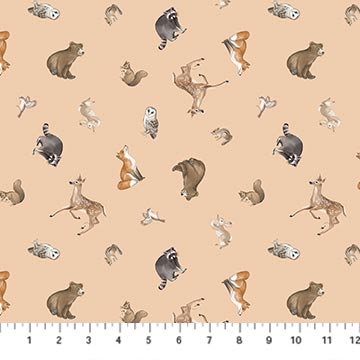 Tanglewood | Tossed Animals Peach Multi by Deborah Edwards for Northcott | 29283-53