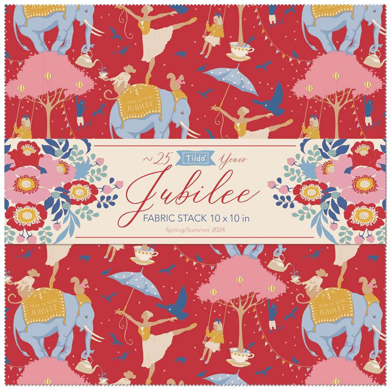 Jubilee | 10" Square Pack by Tone Finnanger for Tilda Fabrics | TIL300190 | 40 pcs