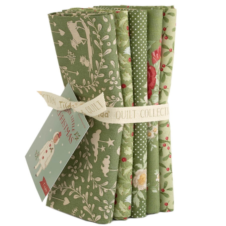 Merry Little Christmas | Fat Quarter Bundle - Green by Tone Finnanger for Tilda Fabrics | 5 pcs