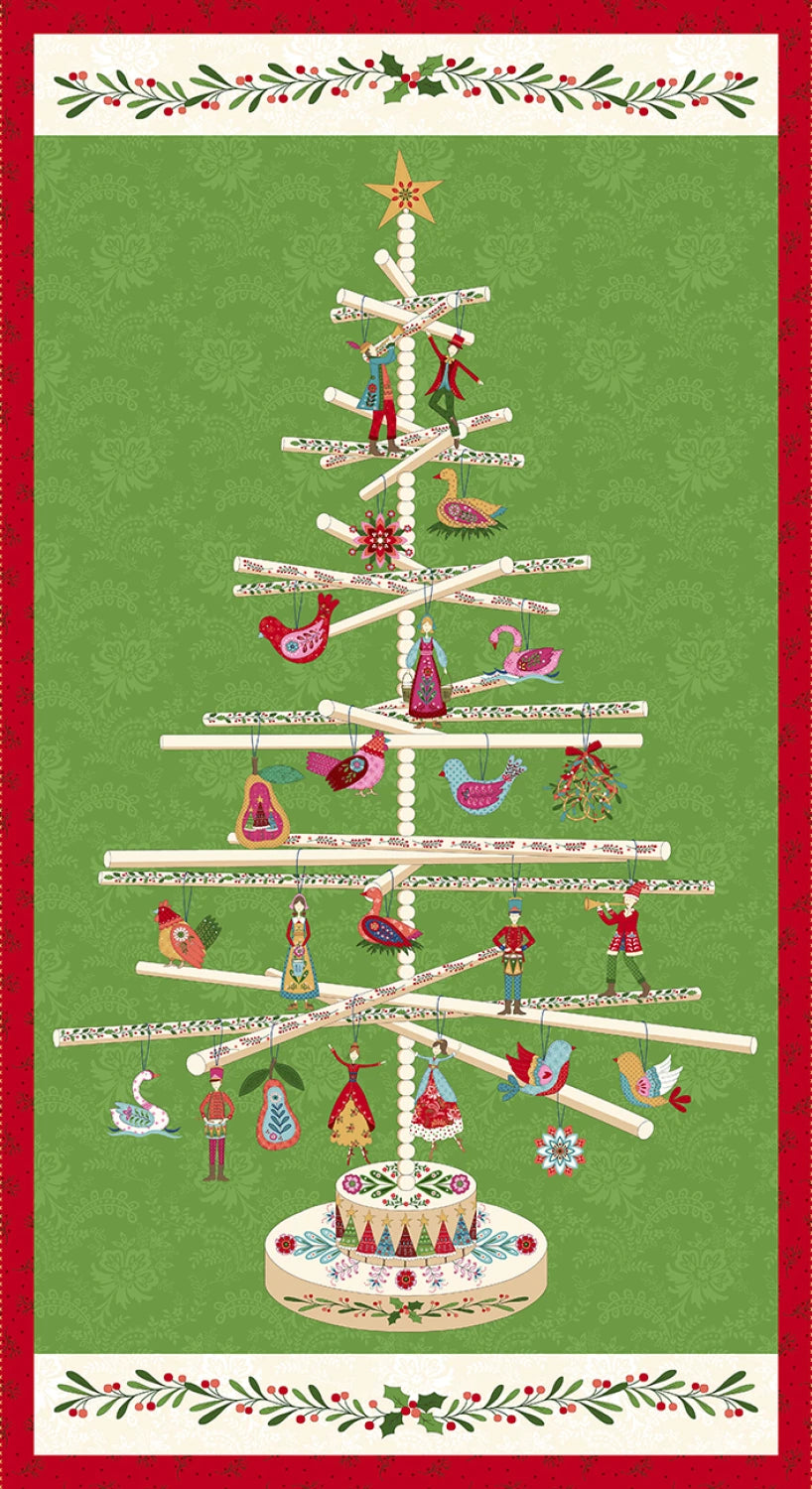 Scandinavian Holiday | Scandi Tree Panel - Cream Multi by Mary Jane Carey for Henry Glass | 3459P-44