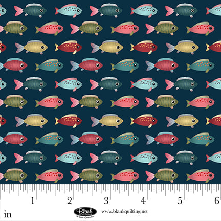 Lake Night Serenade | Navy Tiny Fish by Bienvenido for Blank Quilting | 4307-77