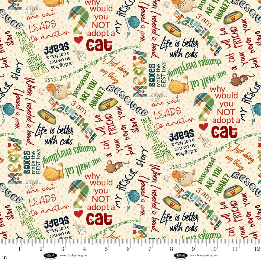 Cat Hair Don't Care | Words - Ivory by Nidhi Wadhwa for Blank Quilting | 4427-44