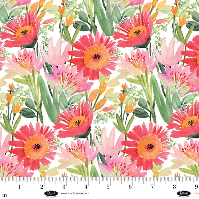 Bows & Blooms | White Large Flowers by Color Pop Studio for Blank Quilting | 4534-01