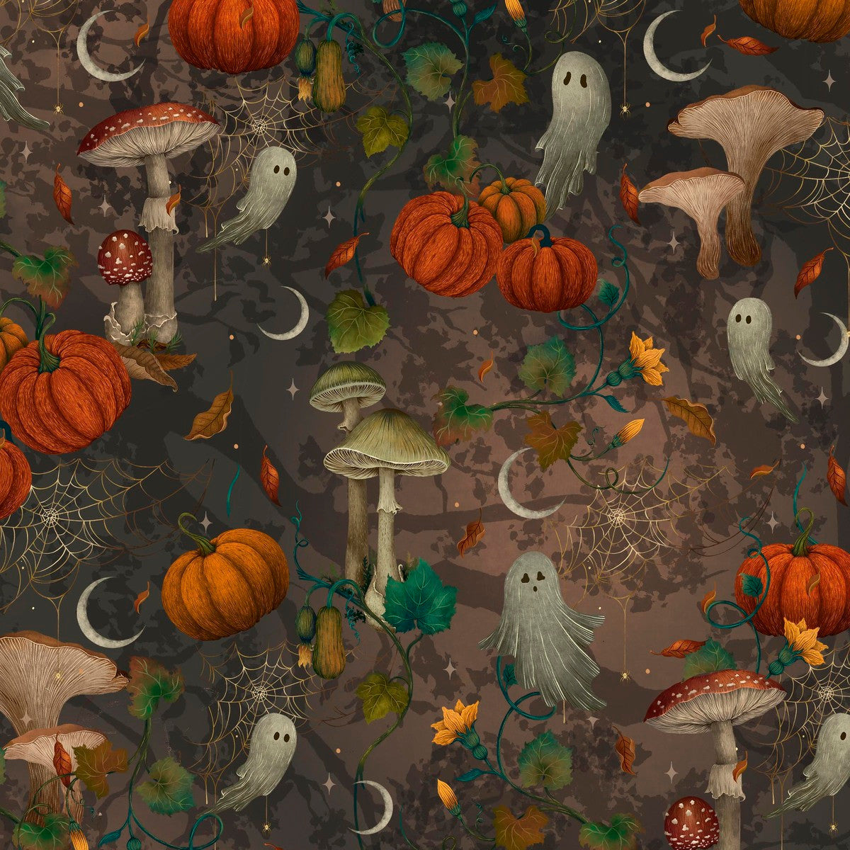 Harvest Haunt | Mushrooms and Ghosts by Episodic Drawing for Blank Quilting | 4806-97