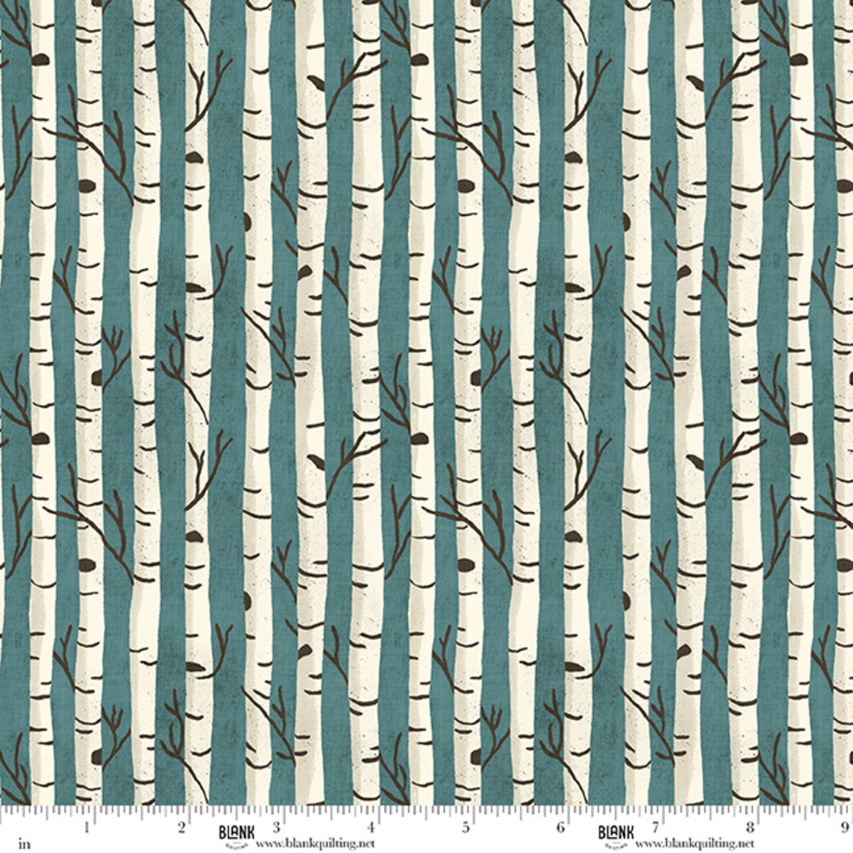 Winter Solstice | Teal Birch Trees by Bridgett Stahlman for Blank Quilting | 4986-76