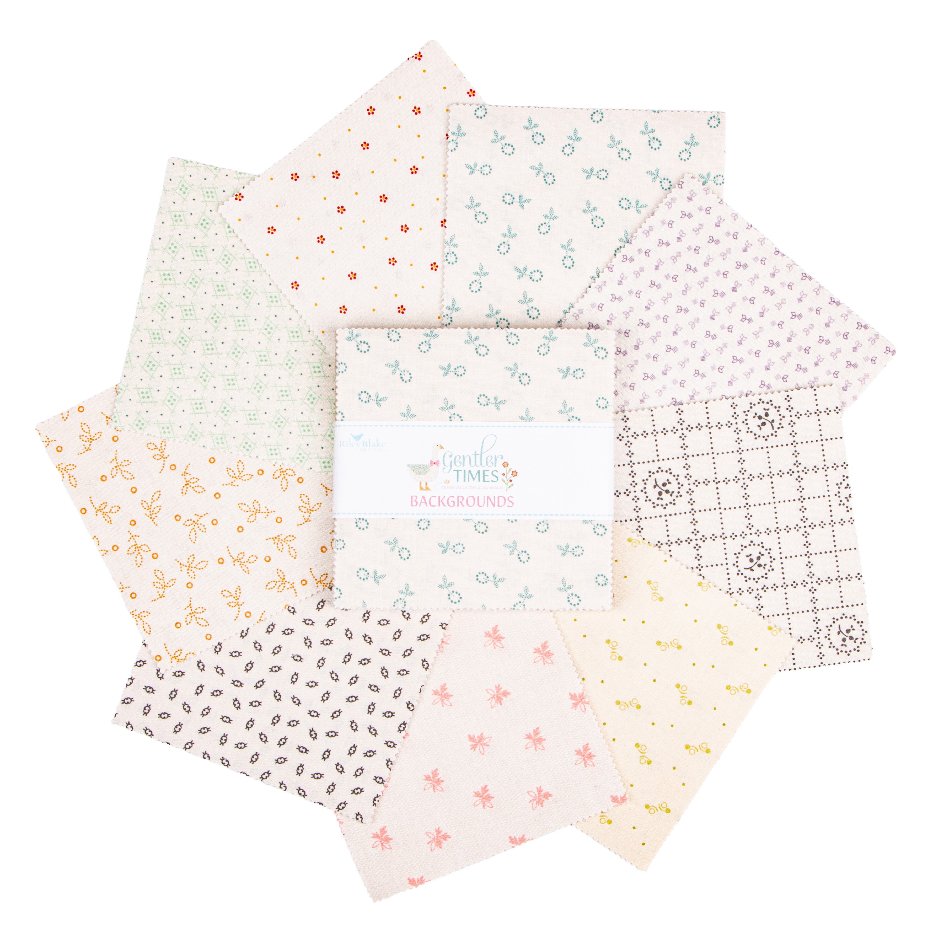 Gentler Times | 5" Charm Pack Backgrounds by Lori Holt for Riley Blake | 42 pcs