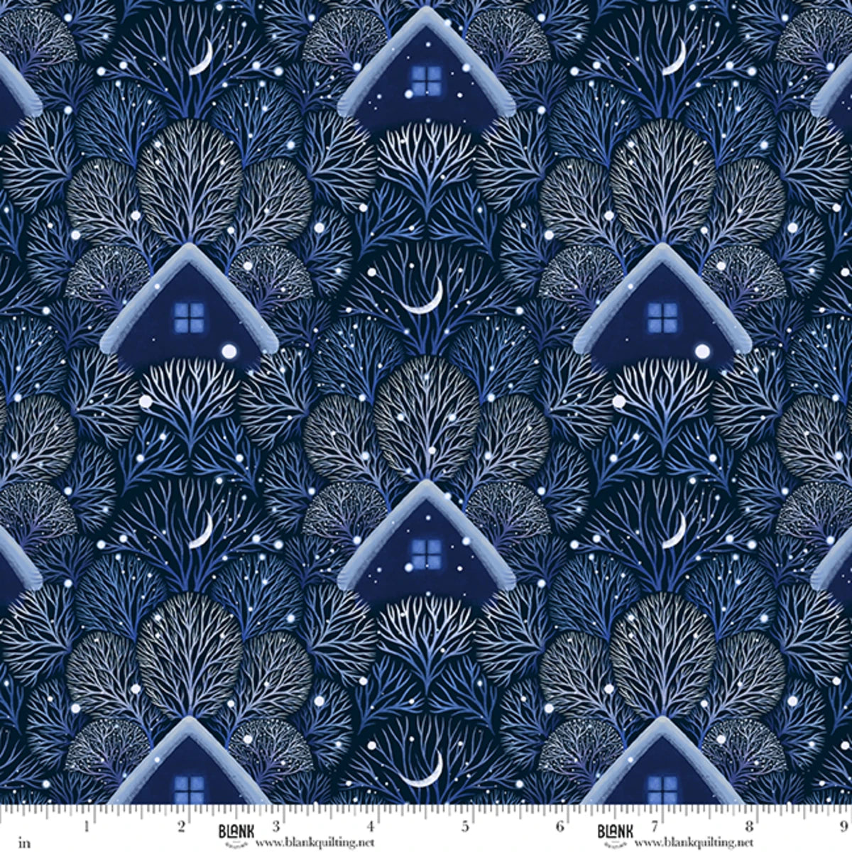 Moondance | Midnight Snow House by Episodic Drawing for Blank Quilting | 5034-75