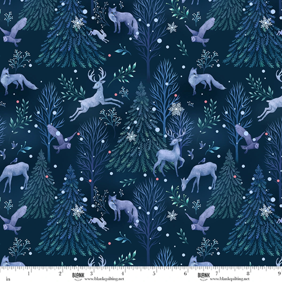 Moondance | Midnight Festive Animals by Episodic Drawing for Blank Quilting | 5035-75