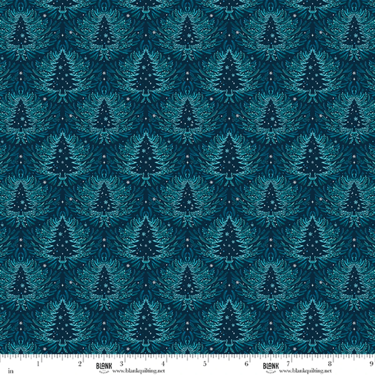 Moondance | Teal Spruce Trees by Episodic Drawing for Blank Quilting | 5039-72