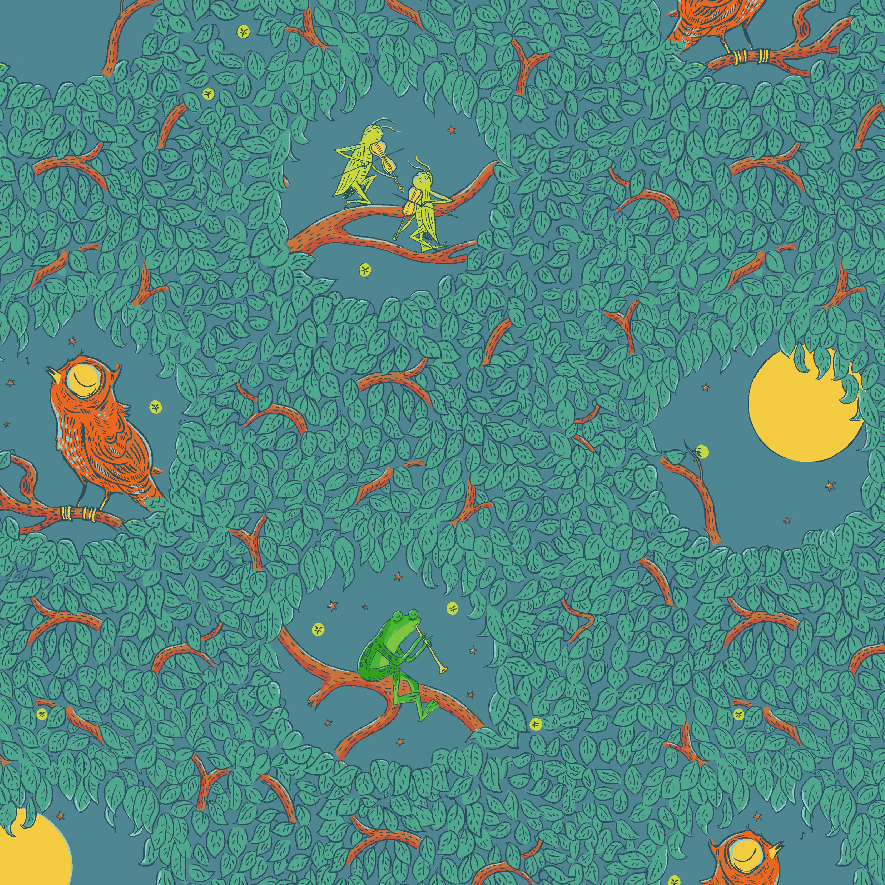 Forestburgh | Night Music - Teal by Heather Ross for Windham Fabrics | 53846-7