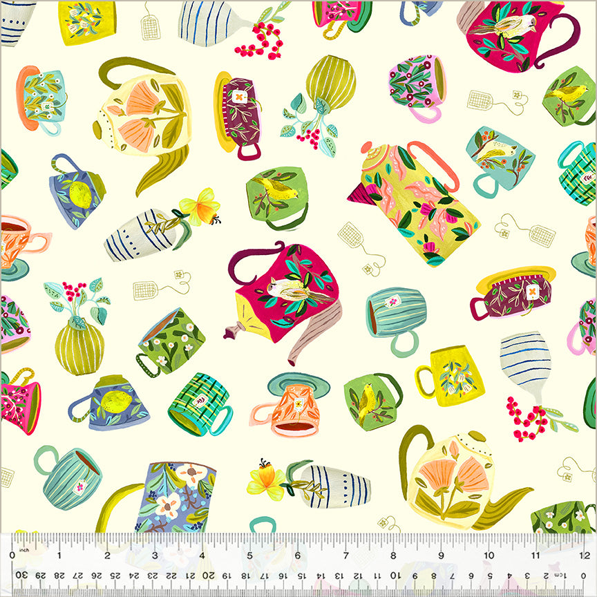 Teacup | Tea Collection Ivory by Kelly Angelovic for Windham Fabrics | 54217-4