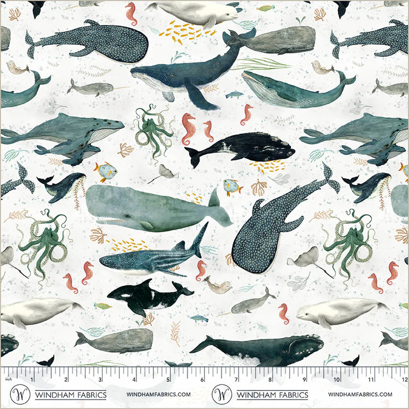 Deep Blue | Creatures of the Sea - Foam by Katherine Quinn for Windham Fabrics | 55255D-2