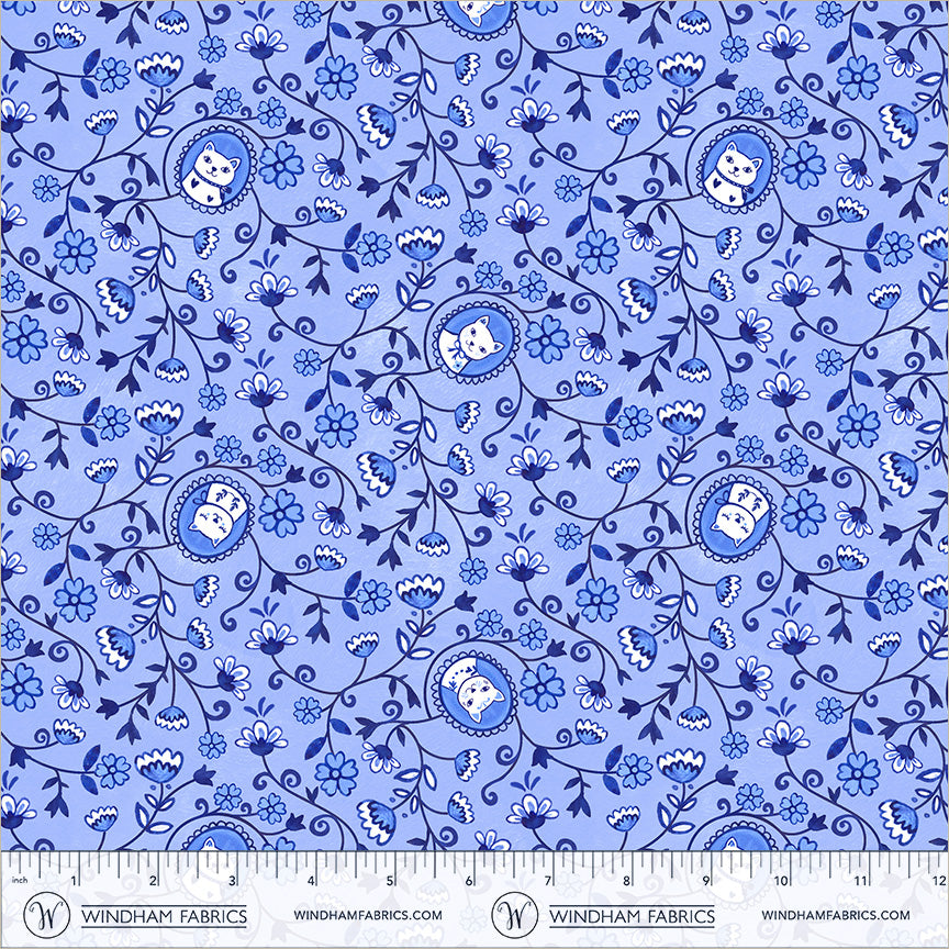 Chateau Meow | Purry Portraits - Sky by Whistler Studios for Windham Fabrics | 55343-2