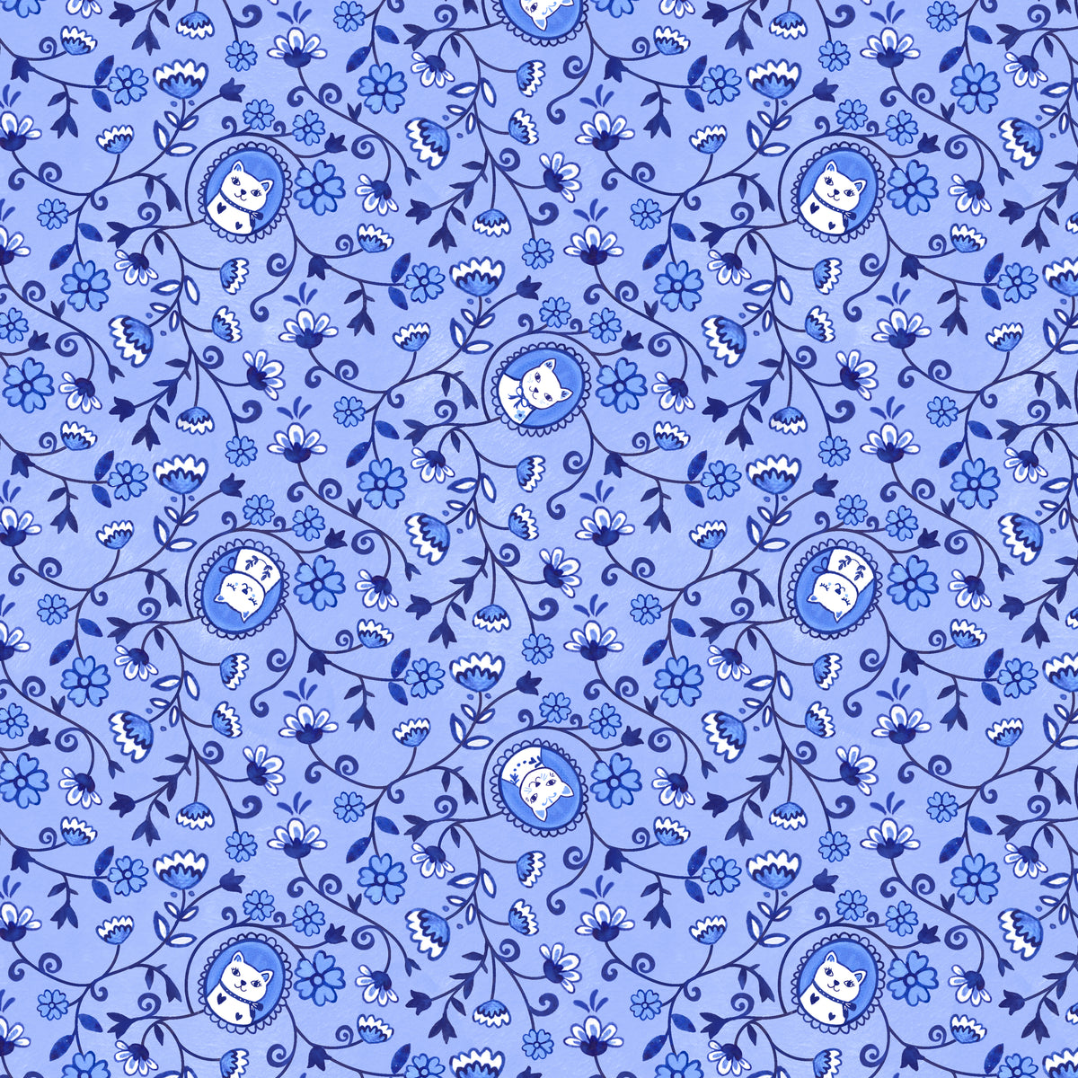 Chateau Meow | Purry Portraits - Sky by Whistler Studios for Windham Fabrics | 55343-2