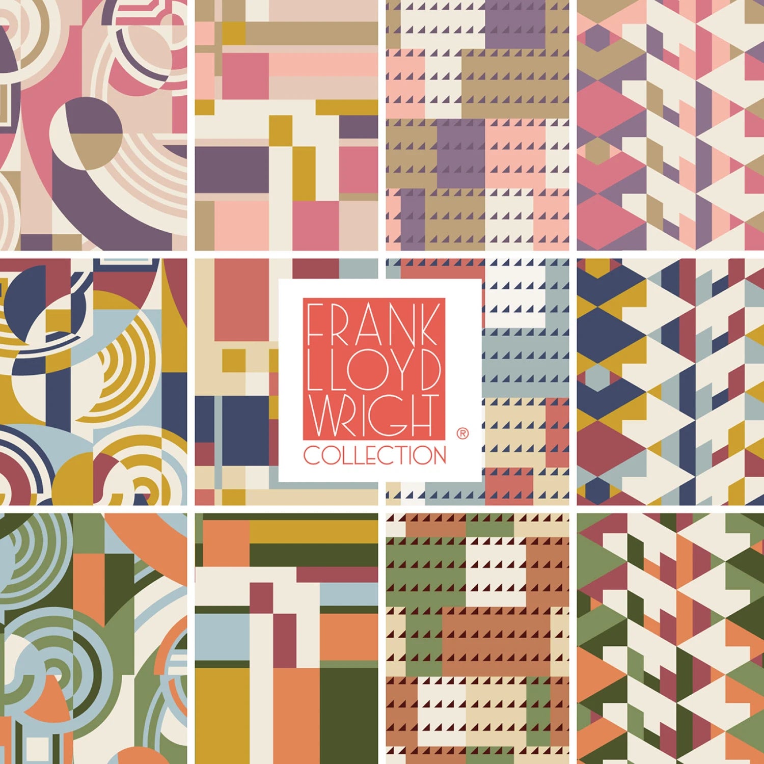 American Bold | Fat Quarter Gift Box by Frank Lloyd Wright for Cloud9 | 100% Organic Cotton | 12 pcs