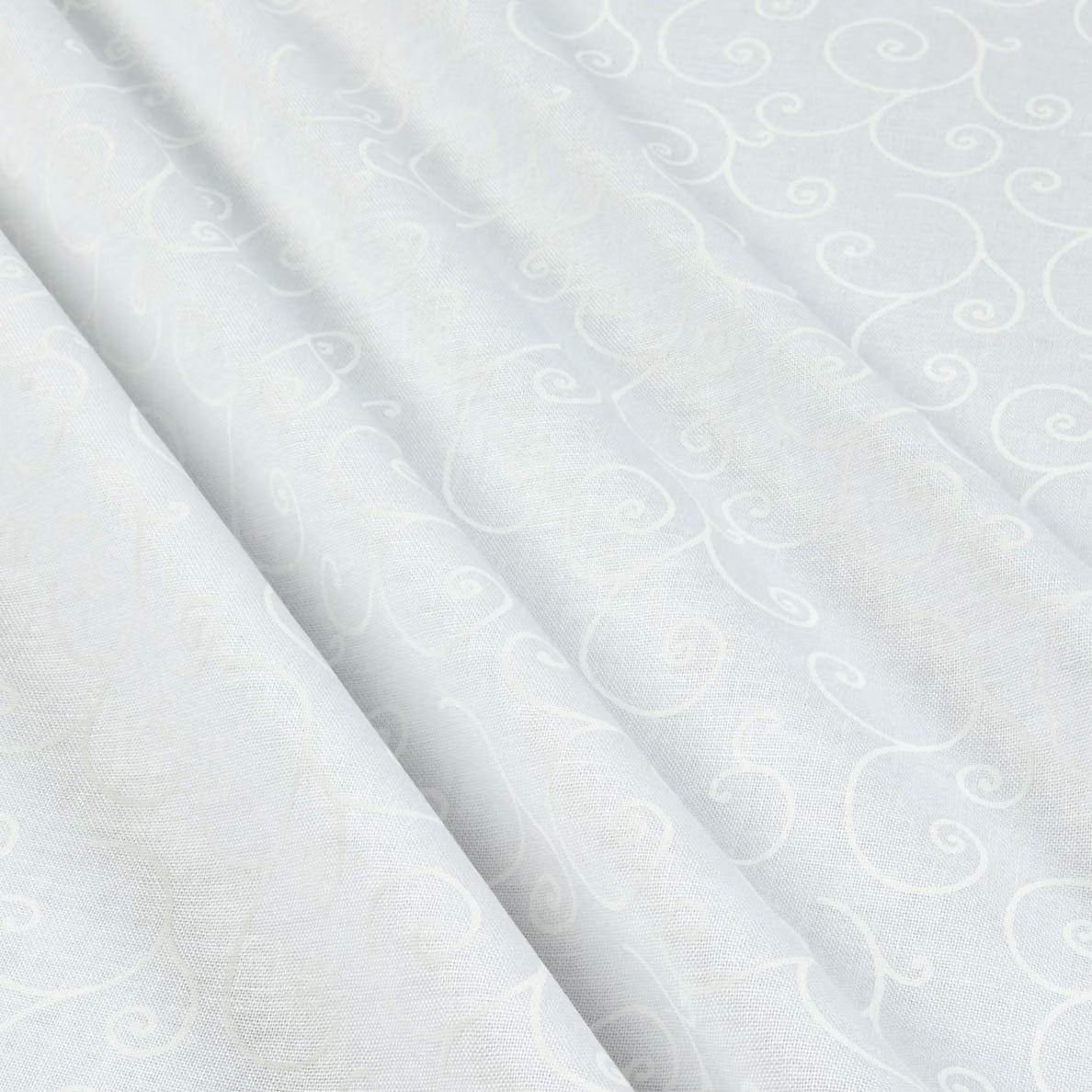 Kimberbell Basics | White on White Scroll by Maywood Studio | MAS8243-WW