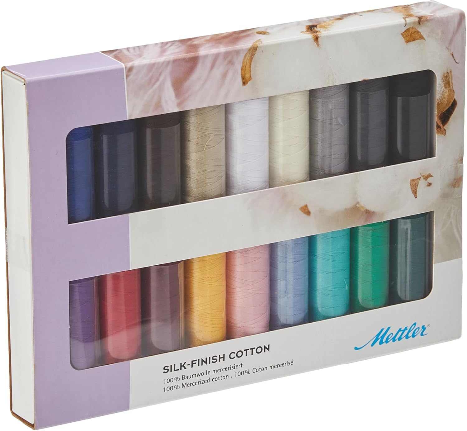 Mettler No 50 Silk Finish Cotton Quilting Thread Gift Set Kit Multicoloured - per Pack of 18