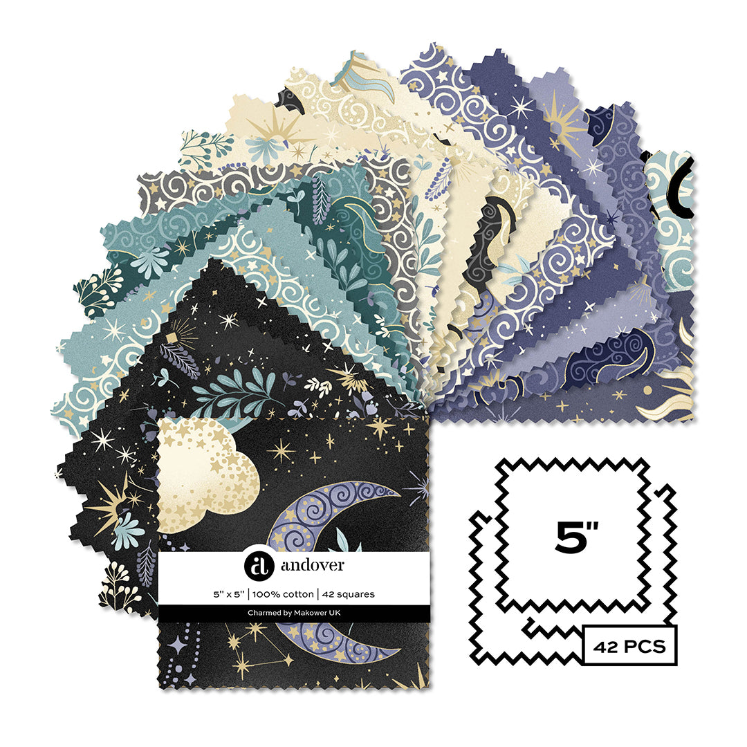 Charmed | 5" Charm Pack by Makower UK for Andover Fabrics | 42 pcs | 100% Cotton