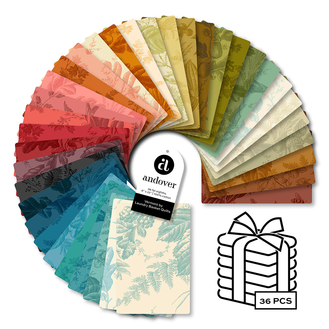Vermont | Fat Eighth Bundle by Laundry Basket Quilts for Andover Fabrics | 36 pcs | 100% Cotton