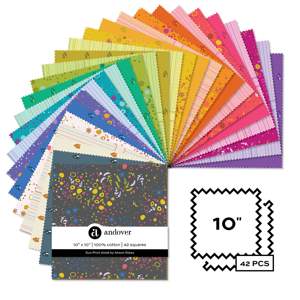 Sun Print 2026 | 10" Square Pack by Alison Glass for Andover Fabrics | 42 pcs