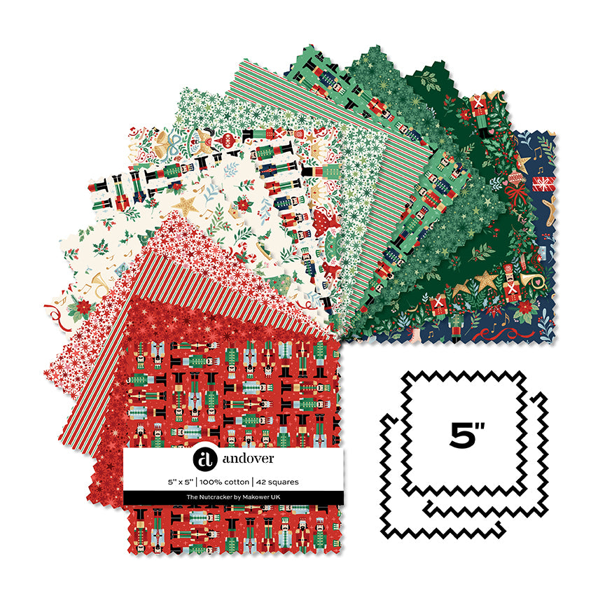 The Nutcracker | 5" Charm Pack by Makower UK for Andover Fabrics | 42 pcs | 100% Cotton