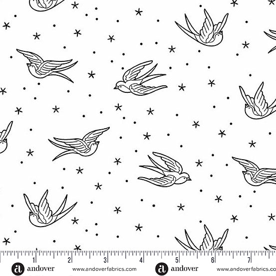 Perfect Day | Swallows White by Libs Eilliott for Andover Fabrics | A-10218-L