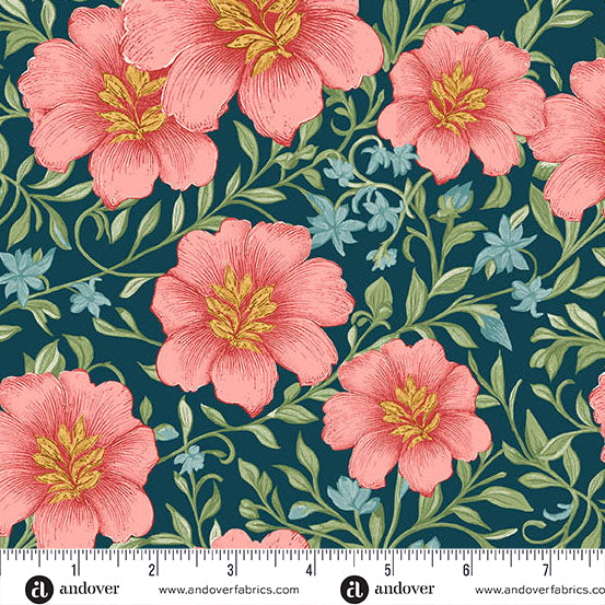 Sparrow Falls | Luscious Garden Deep Prussian by Michael Nardi for Andover Fabrics | A-10387-B