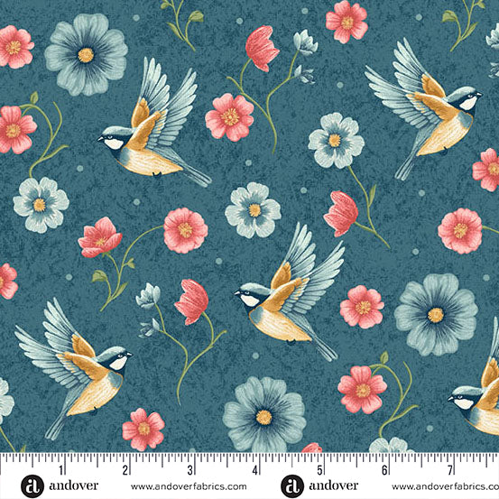 Sparrow Falls | Sparrow Falls Deep Prussian by Michael Nardi for Andover Fabrics | A-10388-B