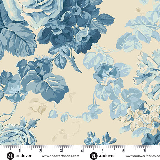 Special Delivery | Rose Bouquet Porcelain by Laundry Basket Quilts for Andover Fabrics | A-10467-L