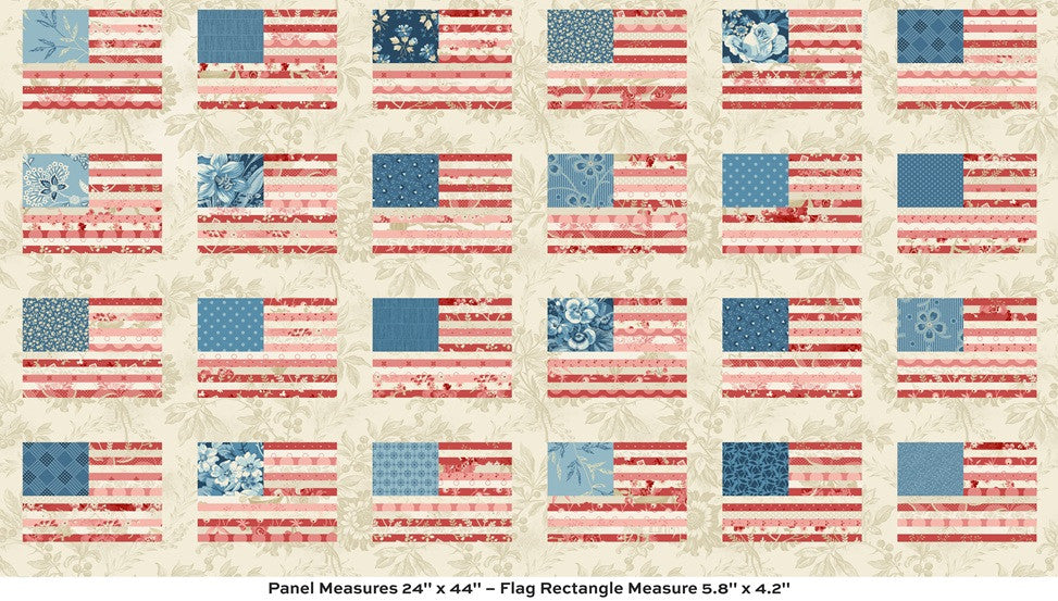Stars and Stripes Multi 24” Panel by Laundry Basket Quilts for Andover Fabrics | A-10596-L
