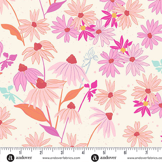 Petals and Stitches | 10" Square Pack by Stephanie Organes for Andover Fabrics | 42 pcs