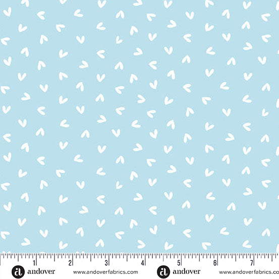 Sunny Honey | Blue Hearts Aflutter by Amy Latta Creations for Andover Fabrics | A-1578-B