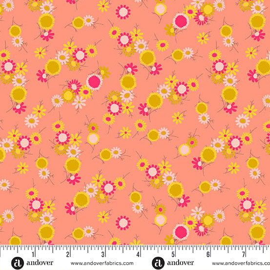 Jinny | Daisy Chain Flamingo 108" Wide Backing by Alison Glass for Andover Fabrics | AW-10369-E