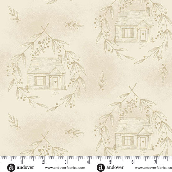 Special Delivery | Cozy Cottage Wheat 108" Wide Backing by Laundry Basket Quilts for Andover Fabrics | AW-10488-L