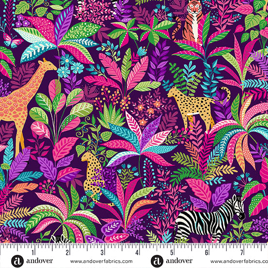 Tropica | Wildlife Pink by Makower UK for Andover Fabrics | MU-146-L