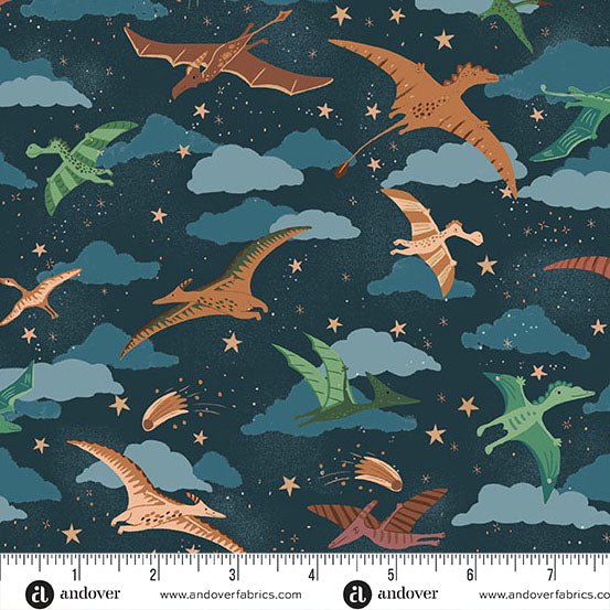 Prehistoric | Soar Dark Blue by Makower UK for Andover Fabrics | MU-165-B8