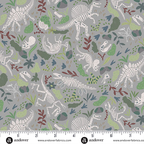 Prehistoric | Fossils Grey by Makower UK for Andover Fabrics | MU-167-S