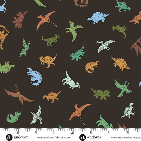 Prehistoric | Pals Brown by Makower UK for Andover Fabrics | MU-168-V