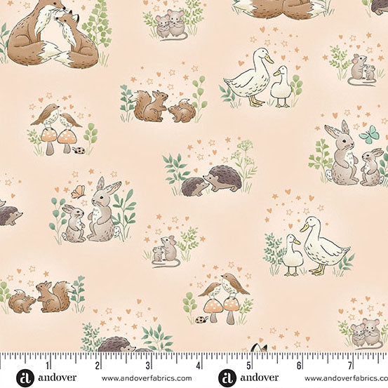 Little Ones | Hugs Coral by Makower UK for Andover Fabrics | MU-189-C