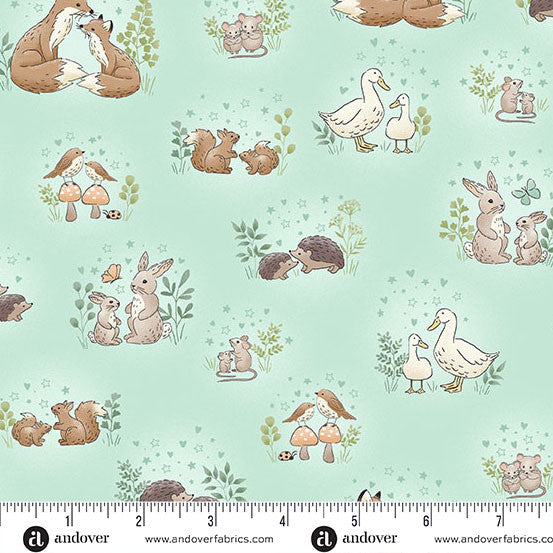 Little Ones | Hugs Teal by Makower UK for Andover Fabrics | MU-189-T